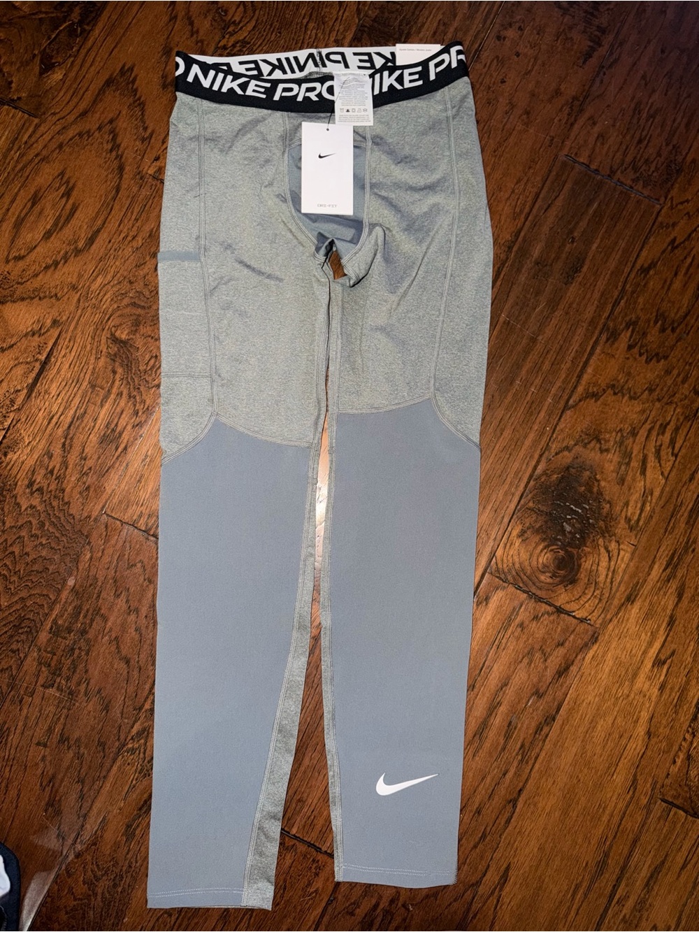 Nike Gray Girls' Performance Leggings with Nike Pro Waistband